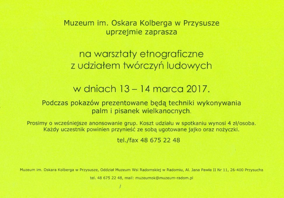 Wielkanocne warsztaty w Muzeum Im. Oskara Kolberga w Przysusze