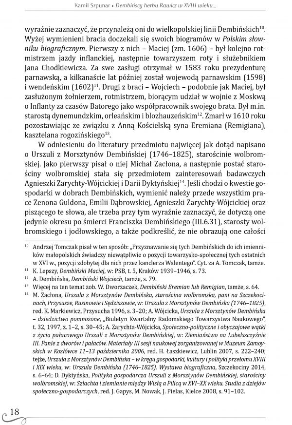 Dembińscy herbu Rawicz w XVIII wieku. Genealogia - działalność publiczna - gospodarka , Kamil Szpunar