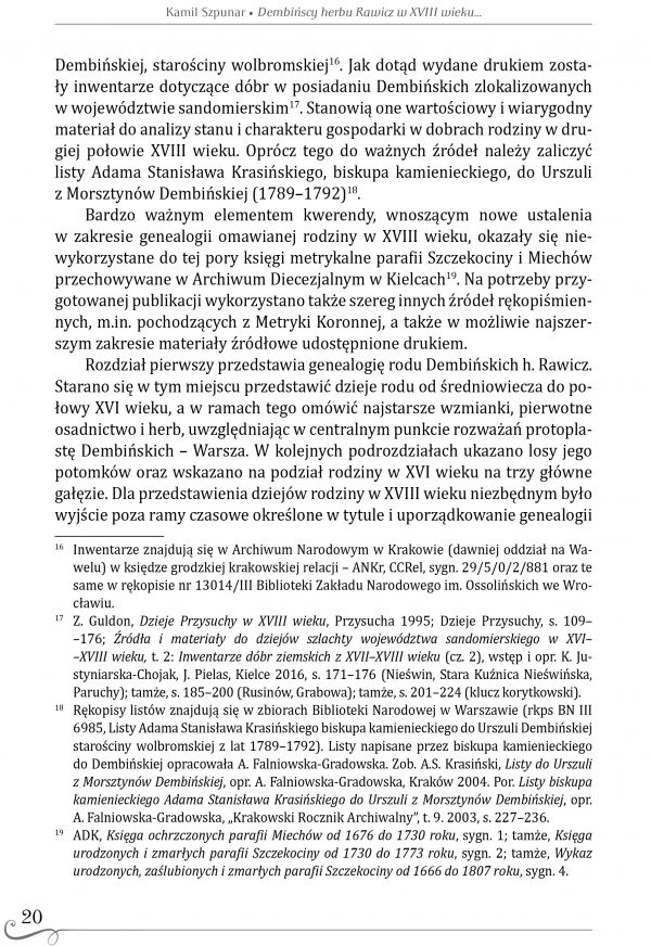 Dembińscy herbu Rawicz w XVIII wieku. Genealogia - działalność publiczna - gospodarka , Kamil Szpunar