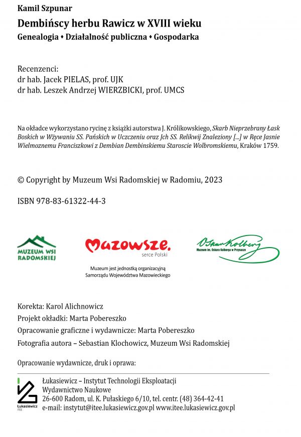 Dembińscy herbu Rawicz w XVIII wieku. Genealogia - działalność publiczna - gospodarka , Kamil Szpunar